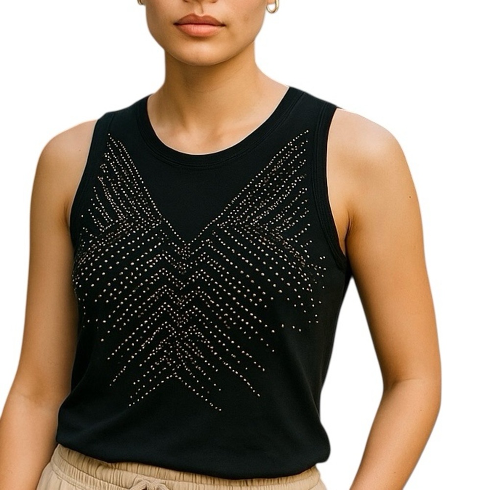 LC Couture  Black Tank Top with Studded Design Sz M